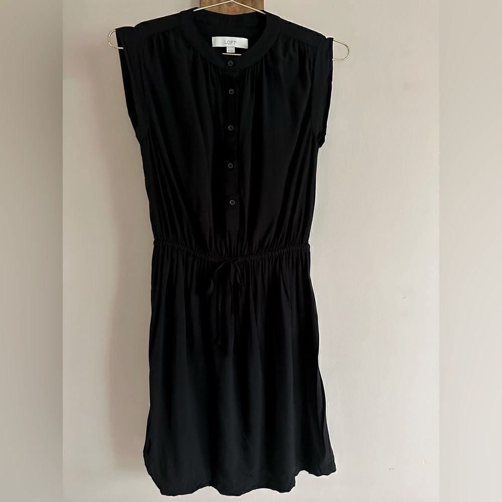 Ann Taylor Loft Black Button Up Dress || size XS